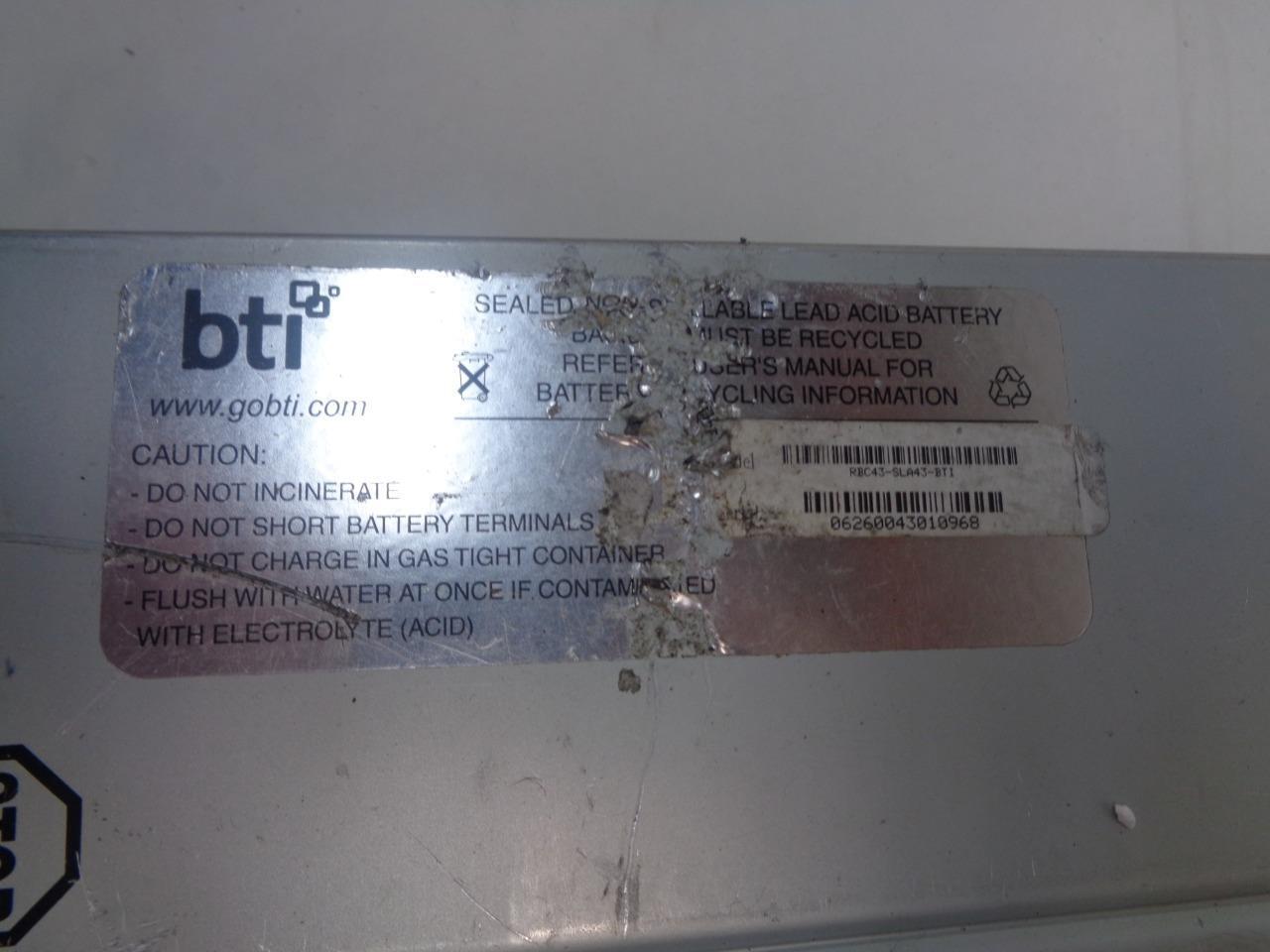 USED BTI REPLACEMENT BATTERY CARTRIGE for APC RBC43-SLA43-BTI R4