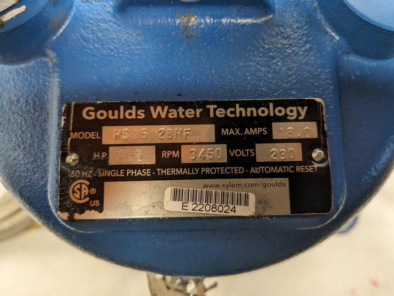 GOULDS WS1512BFH 1.5HP SUBMERSIBLE SEWAGE PUMP SINGLE PHASE 230V NEW  B1B2
