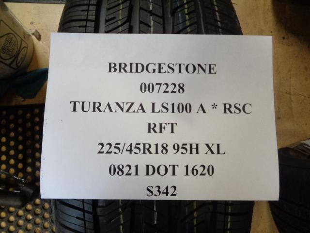 2 BRIDGESTONE TURANZA LS100 A * RSC RUNFLAT P 225 45 18 95H XL TIRES 007228 BQ3