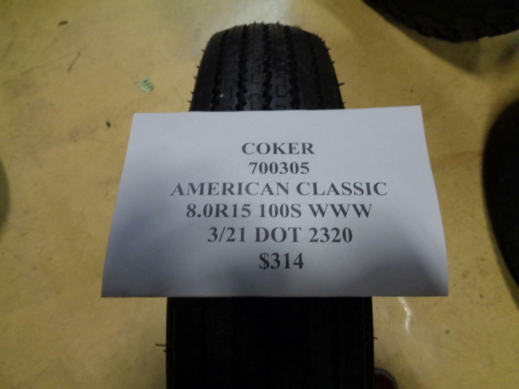 1 NEW COKER AMERICAN CLASSIC 8.0 15 100S WWW TIRE 700305 Q1