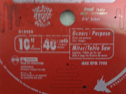 USED DIABLO 10" 40-TEETH GENERAL PURPOSE SAW BLADE D1296L SP1T3
