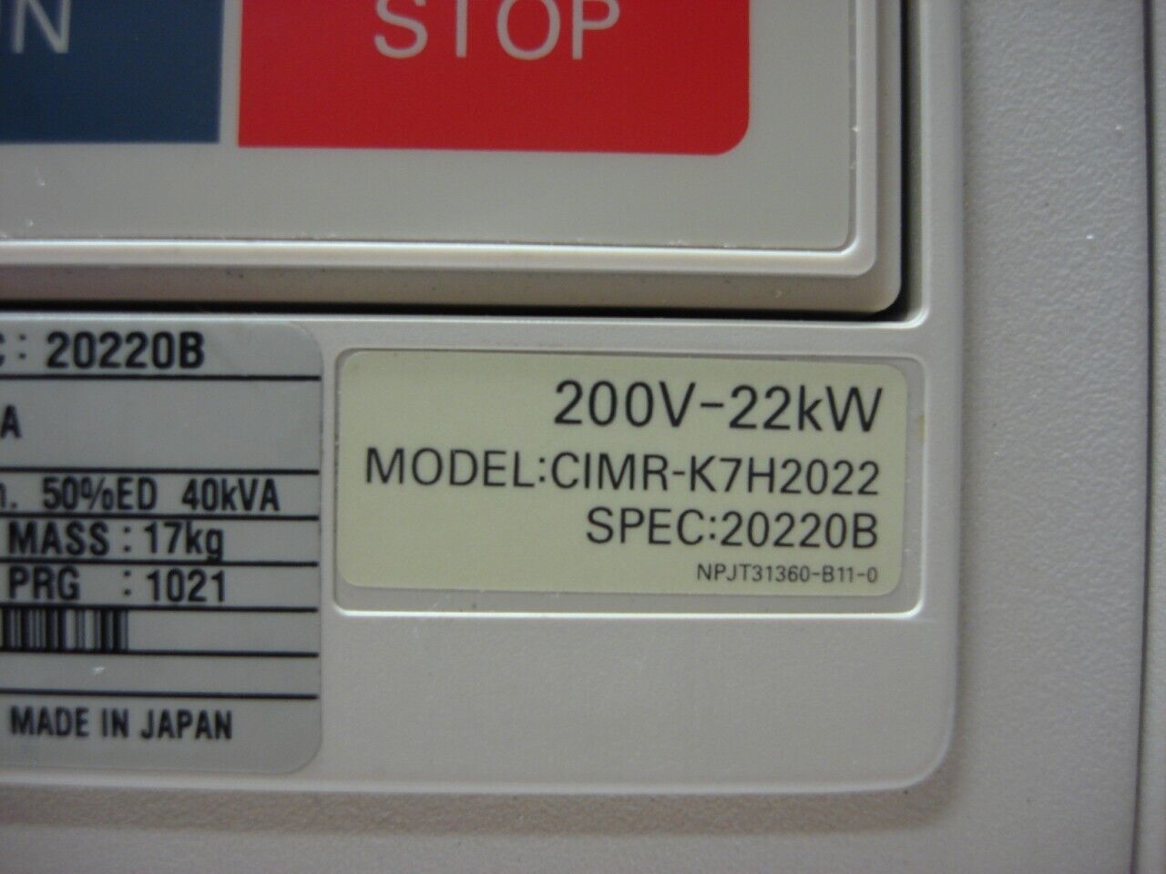 NEW YASKAWA INVERTER MOTOR SPEED CONTROLLER FREQUENCY DRIVE CIMR-K7H2022 R29