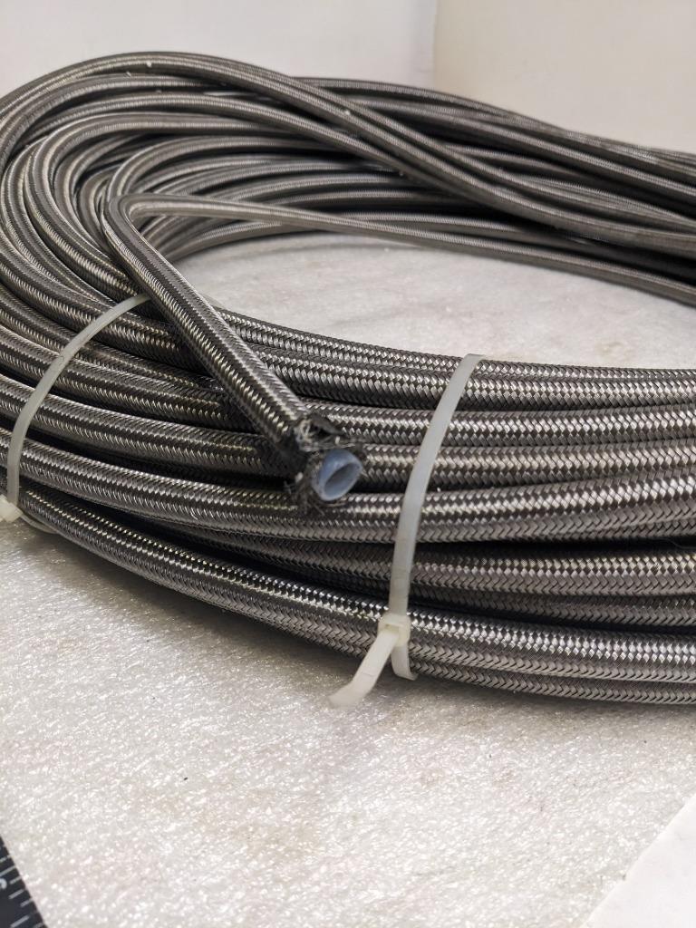 UNBRANDED BRAIDED STAINLESS STEEL 258' HOSE 1/2" OD 3/8" ID PTFE NEW R17
