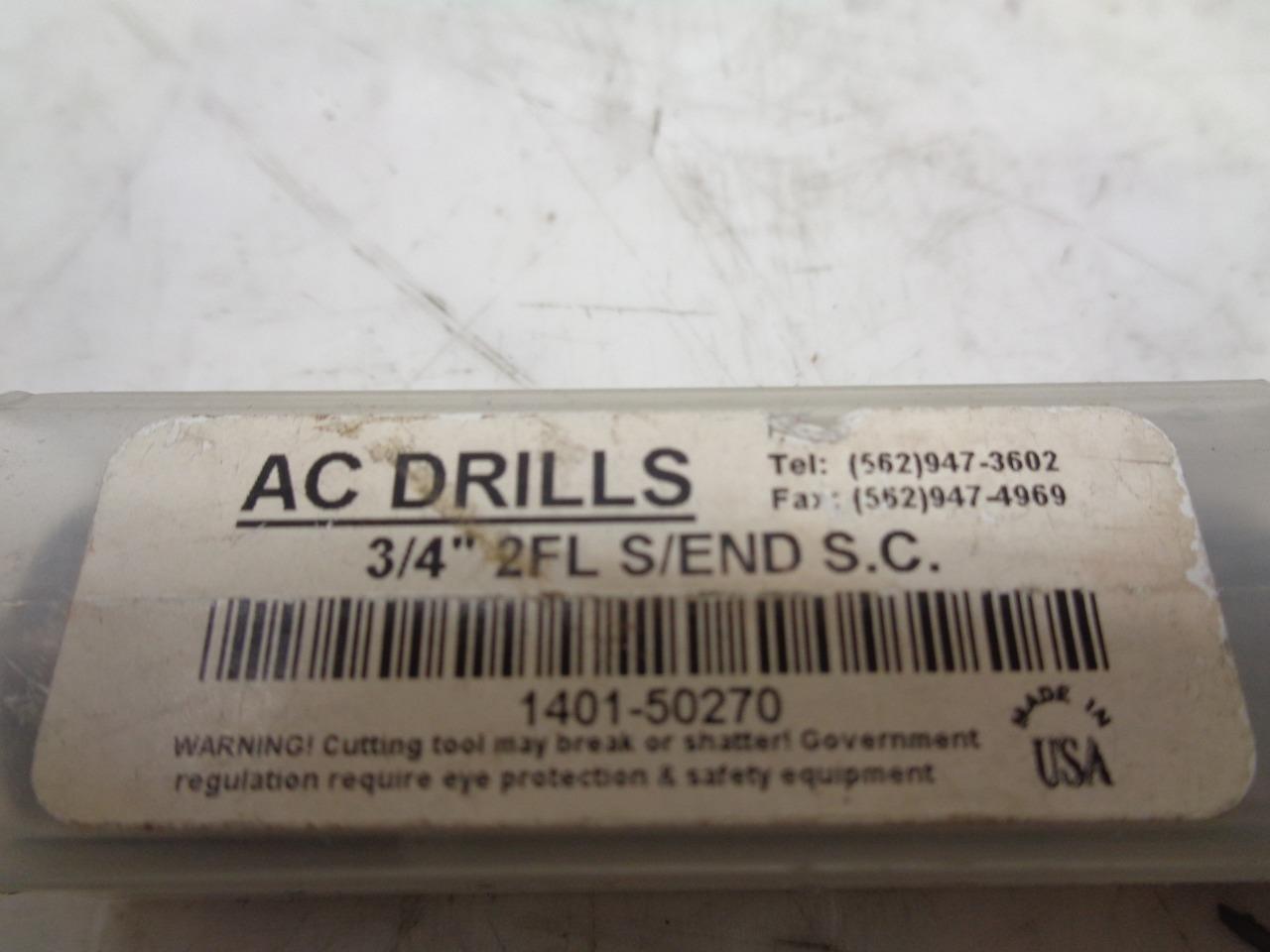 NEW AC DRILLS 1401-50270 CARBIDE TAPERED END MILL 3/4"x1-1/2" 2 FLUTE R22T6BM
