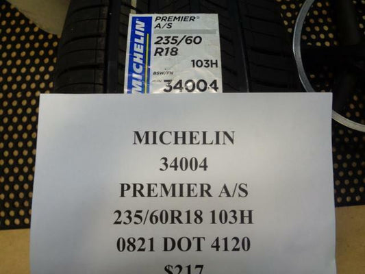 MICHELIN PREMIER AS 235 60 18 103H ALL SEASON TIRE 34004 BQ1