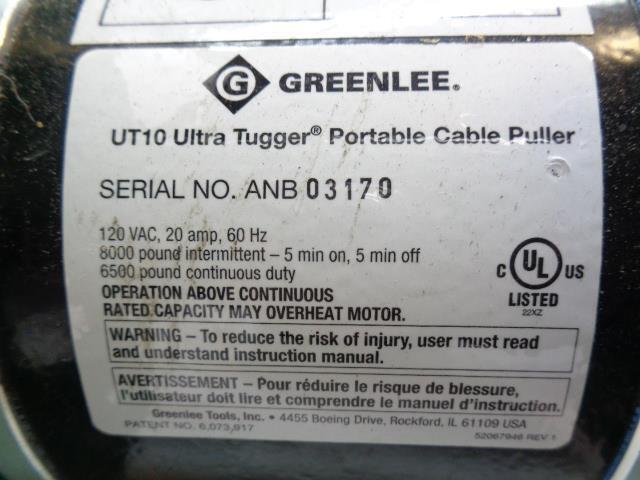 GREENLEE UT10-2S ULTRA TUGGER PORTABLE 2-SPEED 120V 20A CABLE PULLER NEW B2