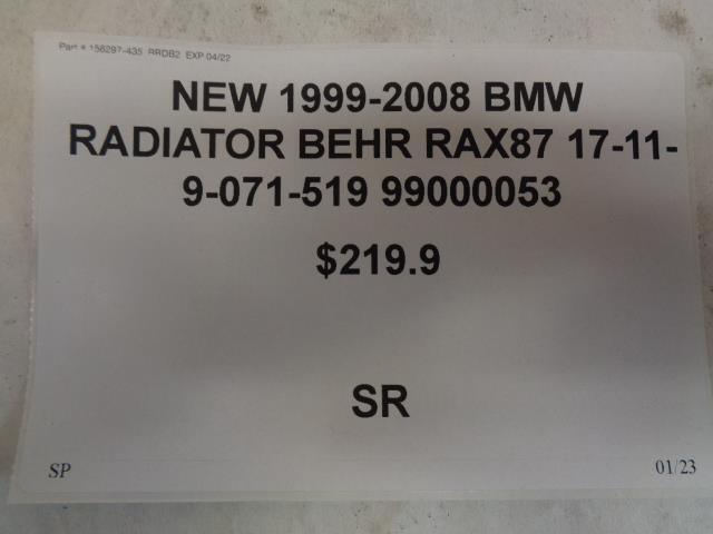 NEW 1999-2008 BMW RADIATOR BEHR RAX087 17-11-9-071-519 99000053 W/ BLOTCH SR