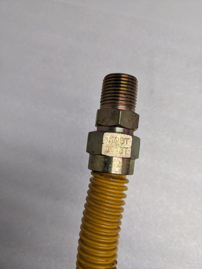 UNBRANDED GAS CONNECTOR 48" OAL 1/2" ID 1/2" MIP 5/8" OD YELLOW NEW R22T2