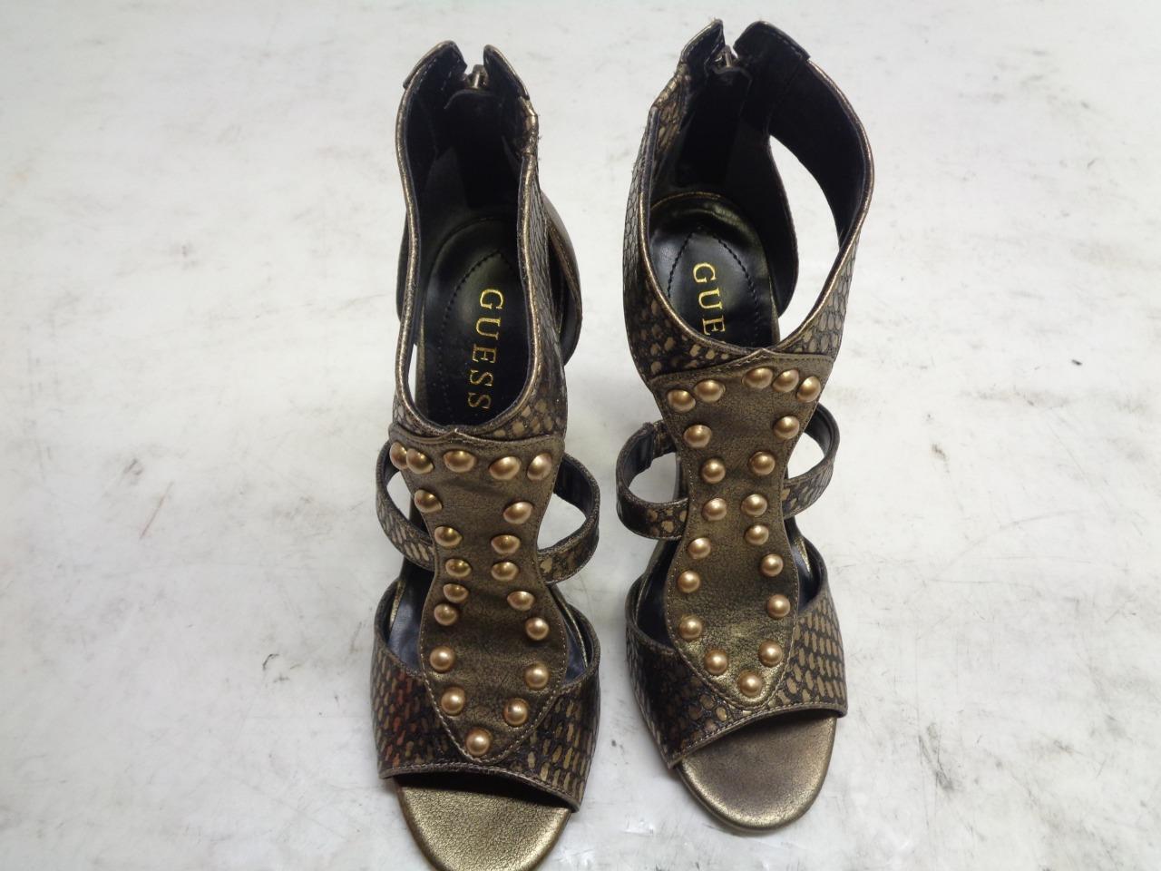 PAIR OF NEW GUESS WOMEN'S WG CAROLE BRONZE MULTI LEATHER 3 INCH HIGH HEELS SR