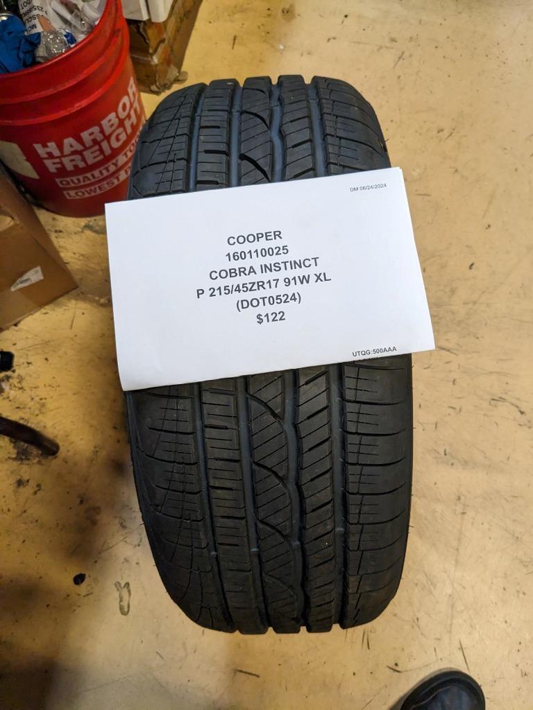 4 COOPER COBRA INSTINCT P 215 45 17 91W XL TIRES 160110025 CQ3