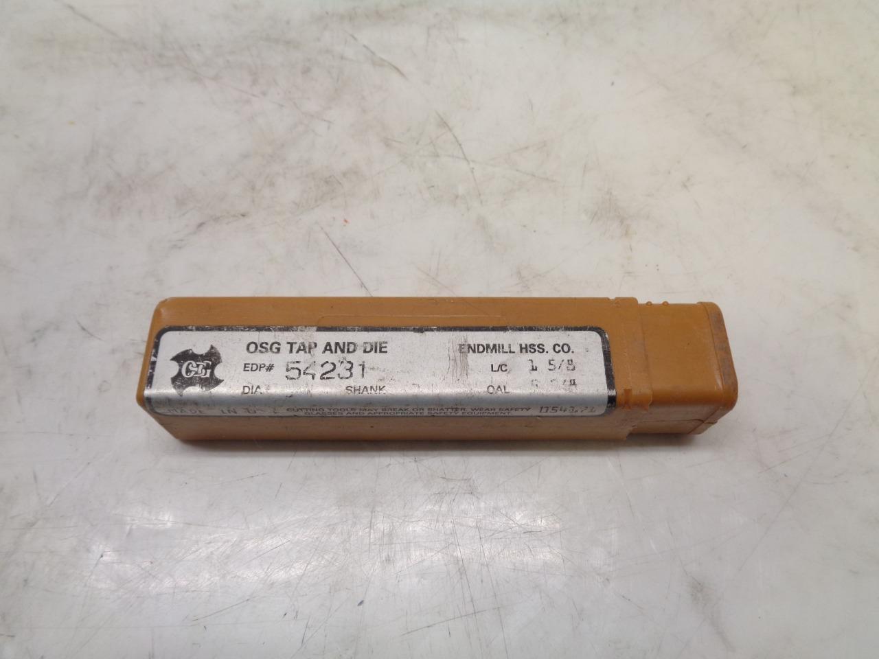 NEW OSG 54231 HIGH SPEED STEEL  END MILL 3/4"x1-5/8" 4 FLUTE R22T6BE