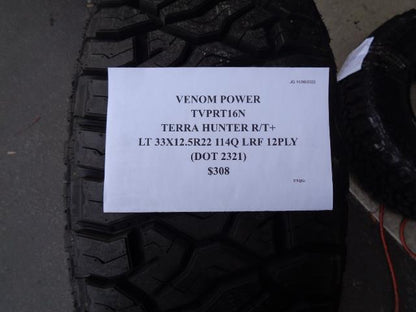 VENOM POWER TERRA HUNTER R/T+ LT 33 12.5 22 114Q LRF 12PLY TIRE TVPRT16N AQ4 SU7
