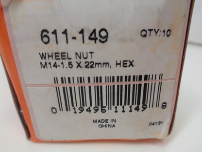 NEW PACK OF 10 DORMAN 611-149 WHEEL NUTS M14-1.5x22mm HEX R22