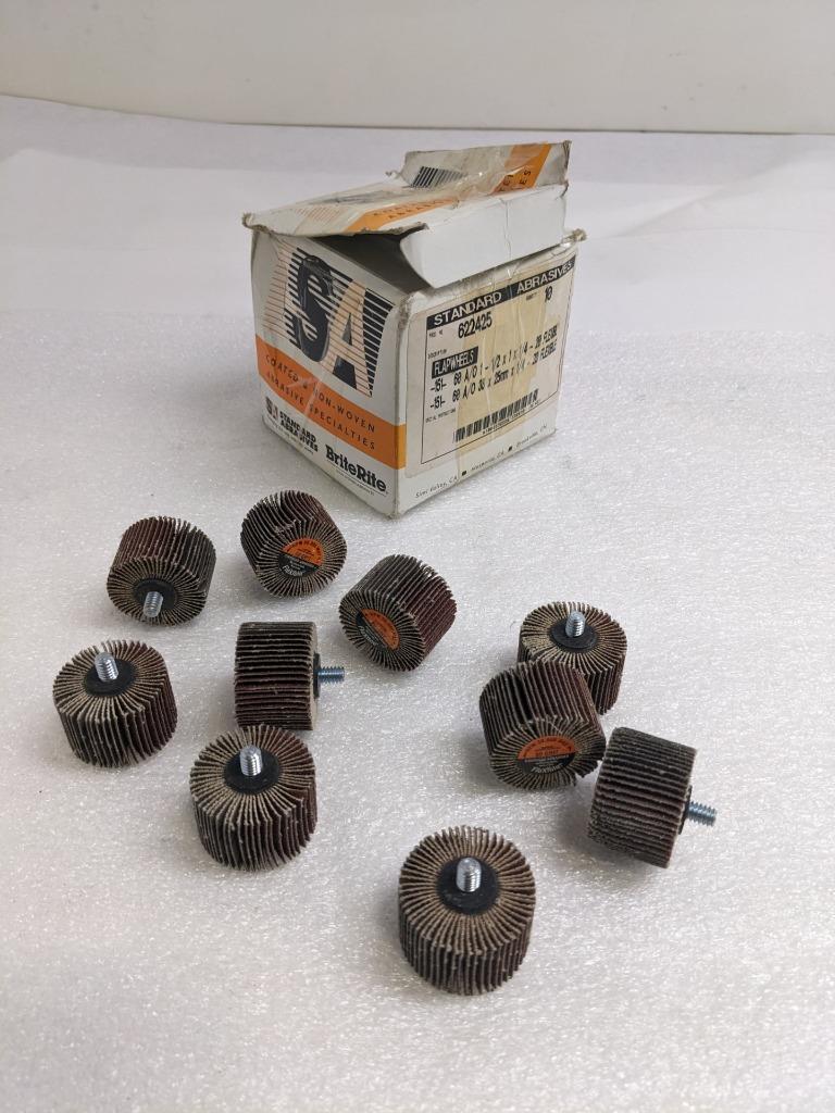 STANDARD ABRASIVES 622425 FLAPWHEELS 10-COUNT 1-1/2"X1" 60 GRIT NEW R5