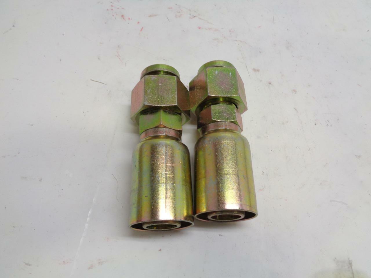 1 NEW 2 PACK EATON HYDRAULIC 16U-S76 PERM-CRIMP HOSE END R1/R2AT 16US76 R10TD