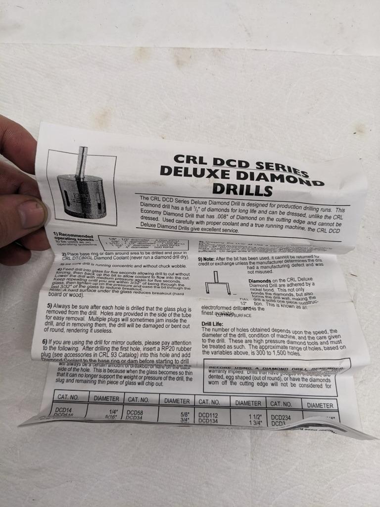 CRL DCD34 378438 3/4" DCD SERIES ELECTRO-FORMED DIAMOND DRILL NEW D0