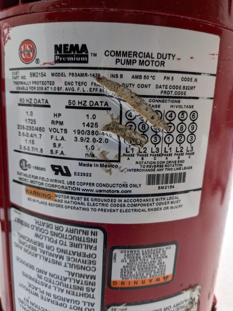 BELL & GOSSETT SERIES E-90 1HP 1800 RPM 80 GPM PUMP C336609-01-H22 R11