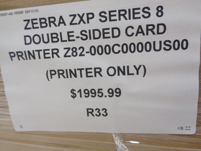 ZEBRA ZXP SERIES 8 DOUBLE-SIDED CARD PRINTER Z82-000C0000US00 (PRINTER ONLY) R33