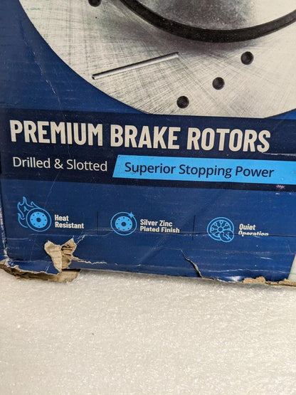 DETROIT AXLE FRONT DRILLED SLOTTED ROTORS (PAIR) 5X115 13X2.5" NEW R6