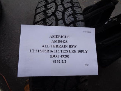 AMERICUS ALL TERRAIN BSW LT 215 85 16 115/112S LRE 10PLY TIRE AMD0428 AQ4