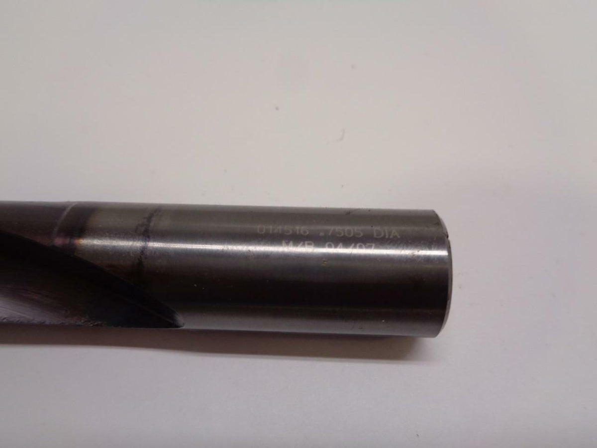 METAL REMOVAL STRAIGHT FLUTE DRILL BIT .7505" DIA. 014516 MBCBS