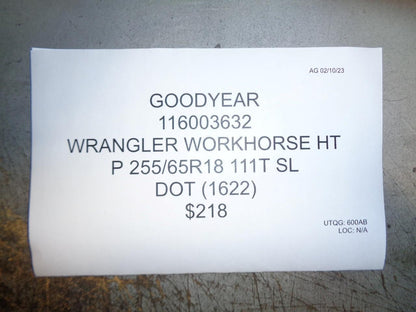 4 GOODYEAR WRANGLER WORKHORSE HT P 255 65 18 111T SL TIRE 116003632 BQ2