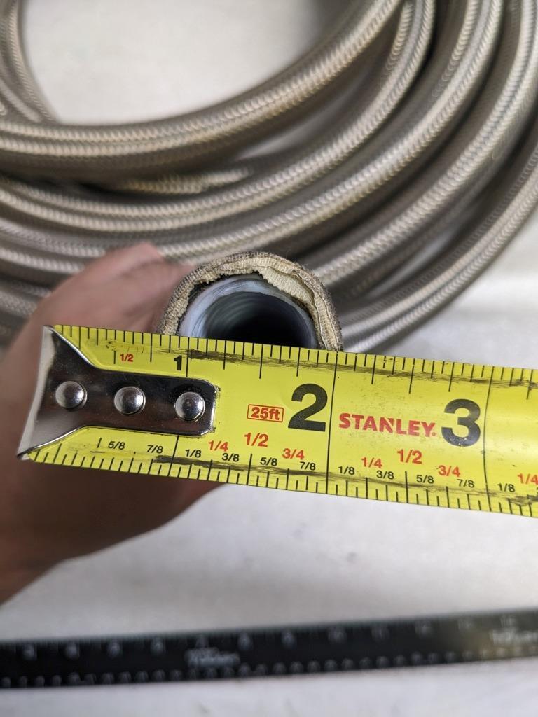 STEEL-BRAIDED 41.25' HOSE 1-1/16" OD 13/16" ID W/ CORRUGATED TEFLON NEW R3T3