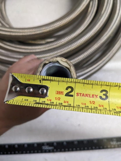 STEEL-BRAIDED 41.25' HOSE 1-1/16" OD 13/16" ID W/ CORRUGATED TEFLON NEW R3T3