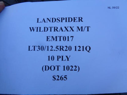 LANDSPIDER WILDTRAXX M/T BSW LT35 12.5 20 121Q LRE TIRE EMT017 SU16