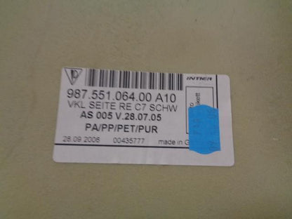 PORSCHE CAYMAN 05-12 SIDE COVER CARPET LINER RIGHT/PASSENGER 987 551 064 00 A10