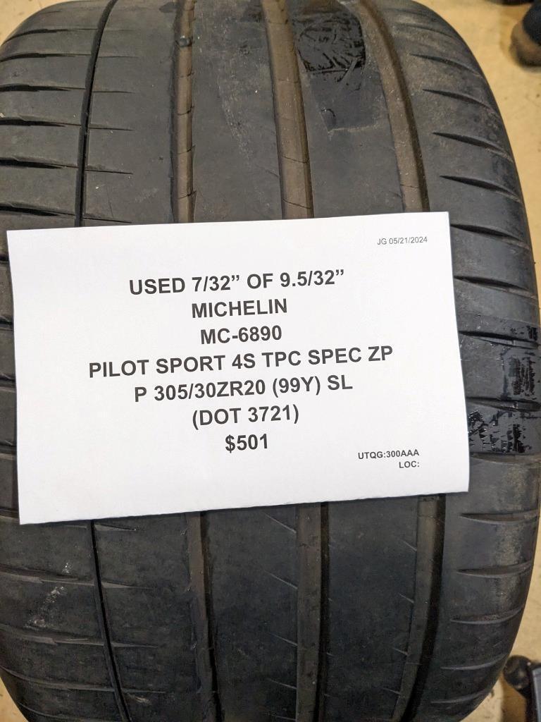 USED MICHELIN PILOT SPORT 4A TPC SPEC ZP P 305 30 20 99Y SL TIRE 6890 CQ2