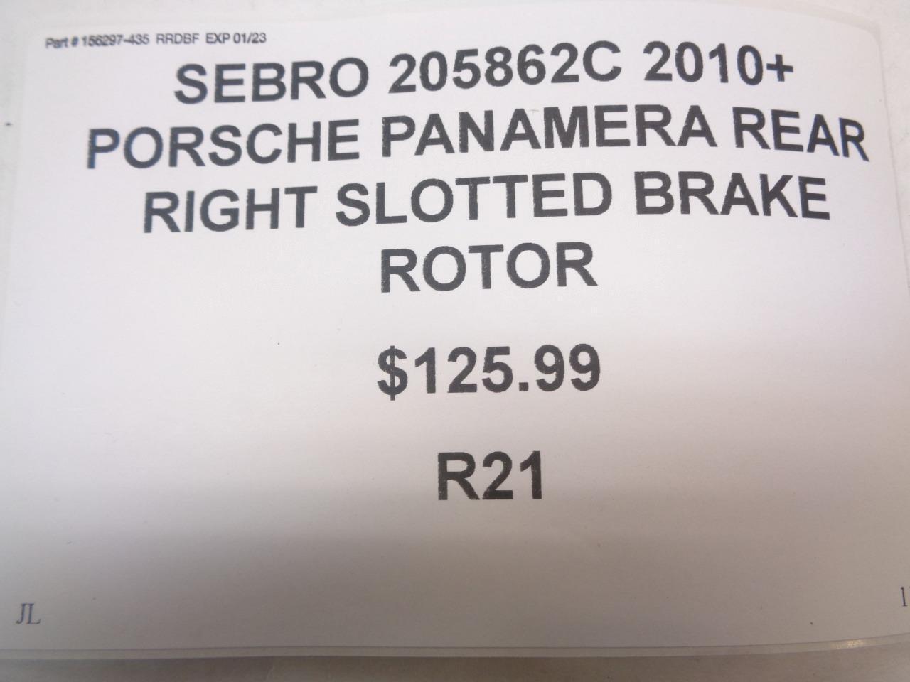 SEBRO 205862C 2010+ PORSCHE PANAMERA REAR RIGHT SLOTTED BRAKE ROTOR R21