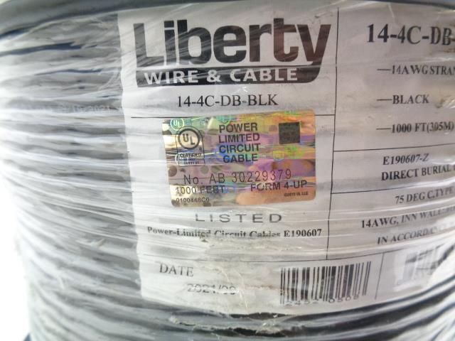 LIBERTY WIRE & CABLE 14-4C-DB-BLK 1000 FT 14AWG COPPER 4C SPEAKER CABLE NEW R12