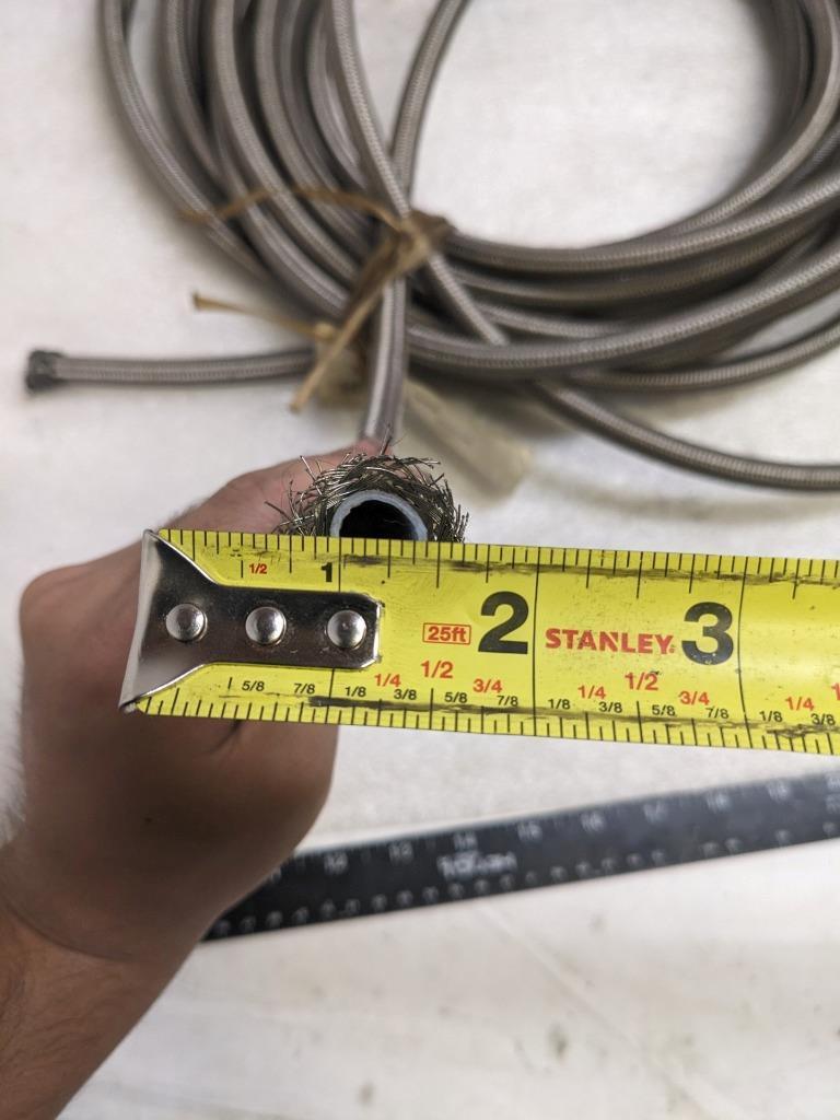 AEROQUIP S-7TW SS BRAIDED HOSE 45' OAL 1/2" OD 3/8" ID TEFLON NEW R5TA