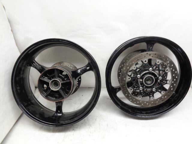 NEW ENKEI FRONT AND REAR MOTORCYCLE WHEEL FRONT 3X17 REAR 6X17 WITH USED ROTORS