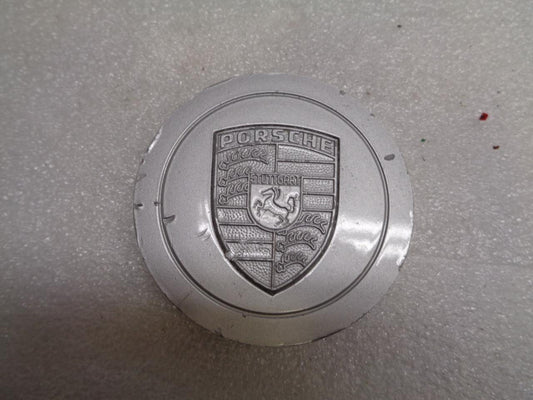 Porsche Metal Center Cap Silver Engraved Face Set of 3 76mm USED GENUINE R23