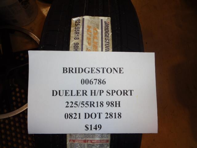 2 NEW BRIDGESTONE DUELER HP SPORT 225 55 18 98H SL TIRES 006786