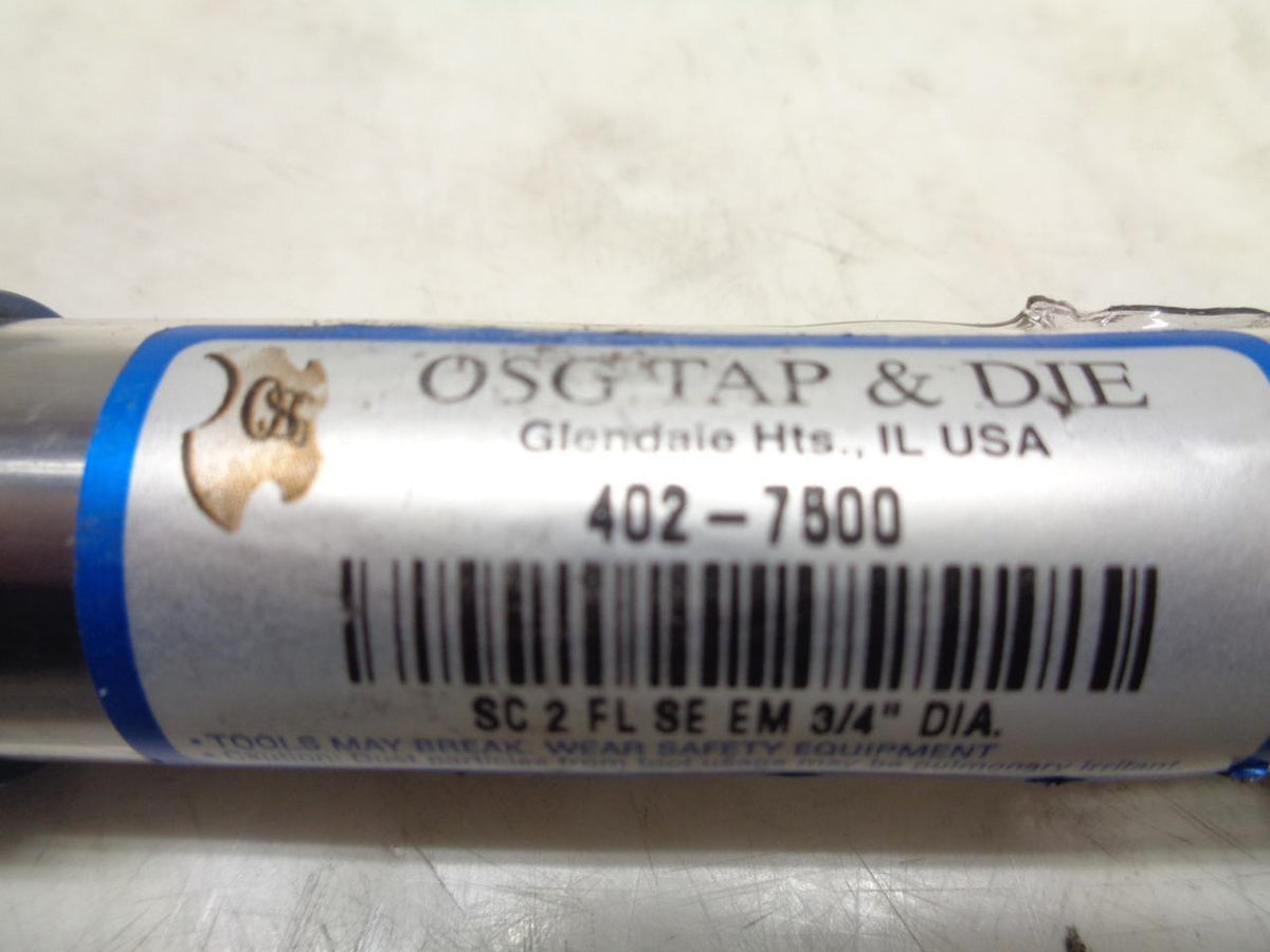 NEW OSG 402-7500 CARBIDE END MILL 3/4"x1-1/2" 2 FLUTE R22T6BE