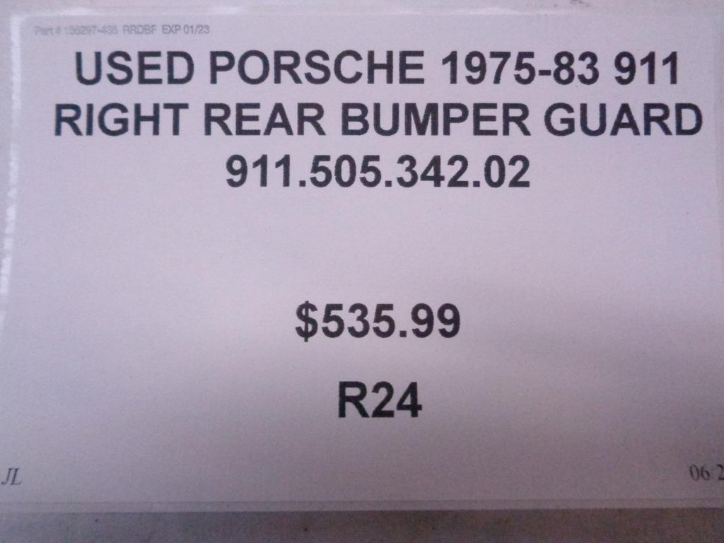 USED PORSCHE 1975-83 911 RIGHT REAR BUMPER GUARD 911.505.342.02 R24