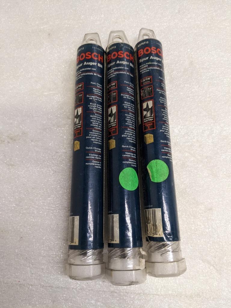 BOSCH 2610924813 SPUR AUGER BIT 13/16" X 7-1/2" 1/4" SHANK 3-PACK NEW R22T5