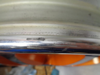 USED WORK BERSAGLIO WHEEL 18x8.5 5x120.7 ET56 CHROME & ORANGE 2PC WR