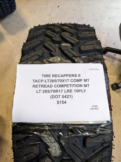 TIRE RECAPPERS II RETREAD COMPETITION MT LT 285 70 17 LRE 10PLY TIRE CQ3