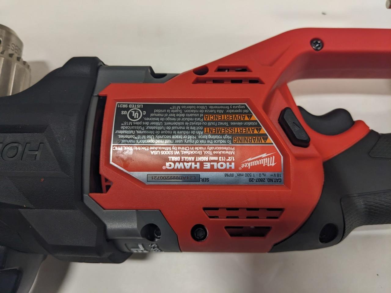 BRAND NEW MILWAUKEE M18 FUEL RIGHT ANGLE DRILL 1/2" HOLE HAWG 2807-20 BSR35
