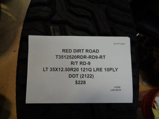 2RED DIRT ROAD R/T RD-9 LT 35 12.5 20 121Q LRE 10PLY TIRE T3512520RDR-RD9-RT CQ1