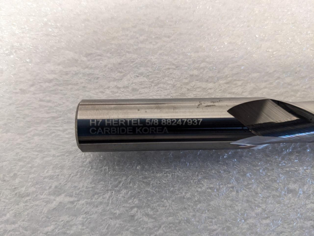 HERTEL 88247937  MILL 5/8" DIA 1-1/4" LOC 2 FLUTES H8 CARBIDE NEW R 29