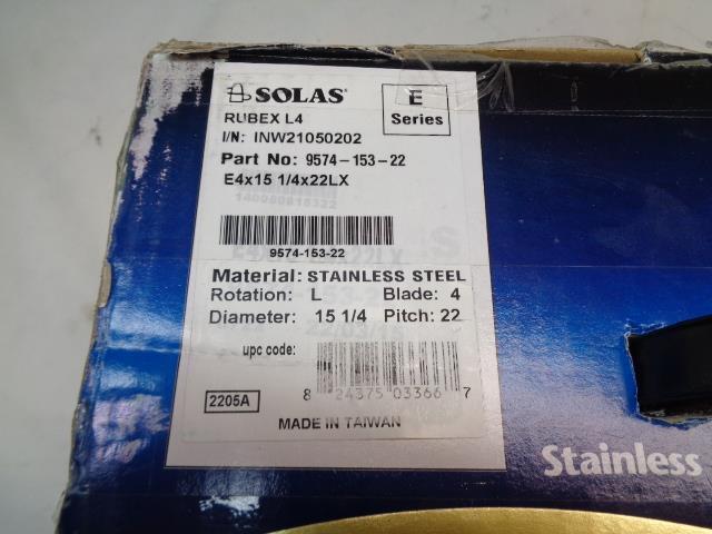BRAND NEW SOLAS RUBEX L4 STAINLESS STEEL 22-PITCH PROPELLER 9574-153-22 R35