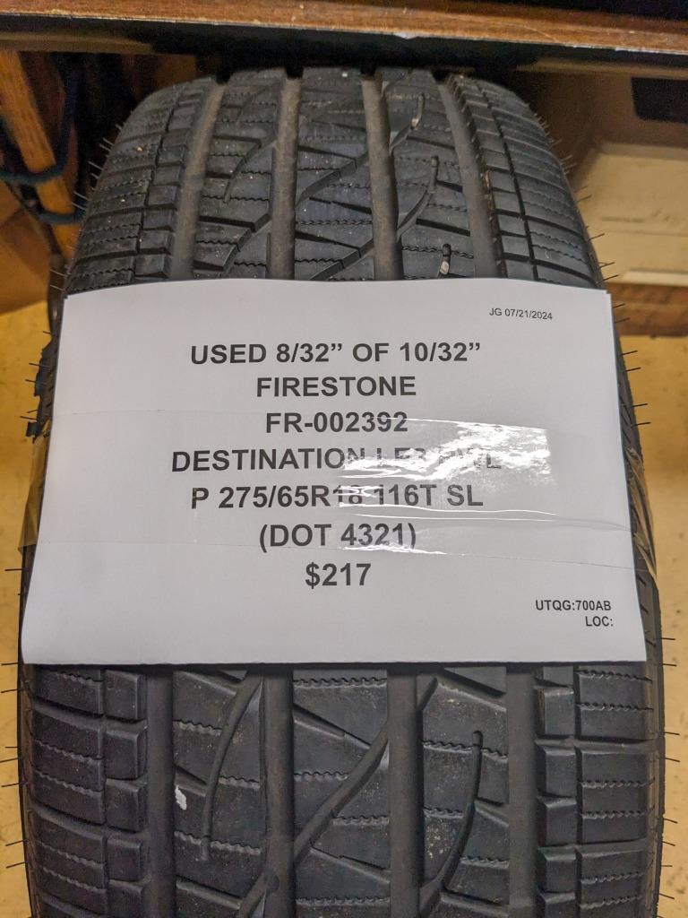 USED FIRESTONE DESTINATION LE3 P 275 65 18 116T SL TIRE 002392 CQ3