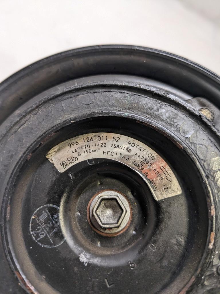 PORSCHE 911 996 BOXSTER DENSO A/C COMPRESSOR W/PIPE 99612601152 USED 996B.G.L.