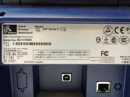 ZEBRA ZXP SERIES 8 DOUBLE-SIDED CARD PRINTER Z82-000C0000US00 (PRINTER ONLY) R33