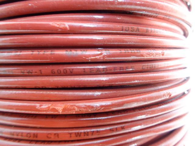 NEW RED COATED SOLID COPPER WIRE 10AWG 1000+ FT REEL 20MILS. INSULATION R35